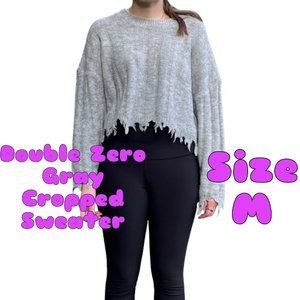 Clothing - Double Zero Fringed Cropped Gray Sweater Size M
